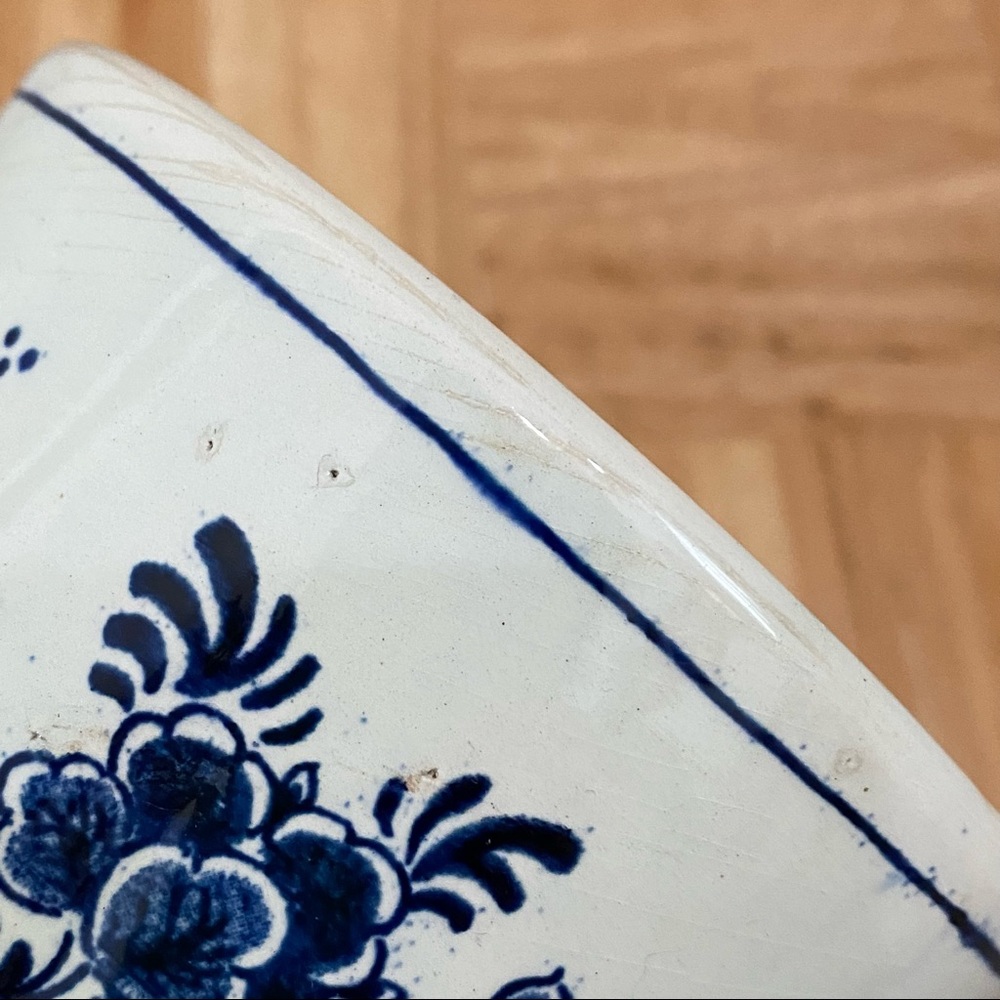 Vintage DELFT Blue Delft Blauw Holland Pottery Windmill 5” Blue & White Planter - Picture 10 of 14